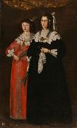 unknow artist Portrait of Catherine Potocka and Maria Lupu (daughter of Vasile Lupu), two wives of Janusz Radziwill Sweden oil painting artist